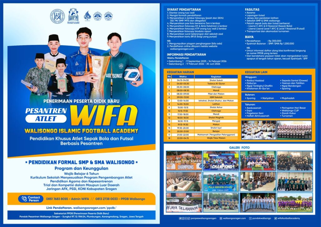 Brosur Pendaftaran SMP Walisongo Sragen 2026/2027 WIFA SMP Walisongo Sragen